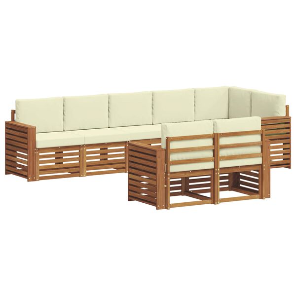 vidaXL Sofagarnituren 8 pcs Natur und Creme Massivholz Akazie
