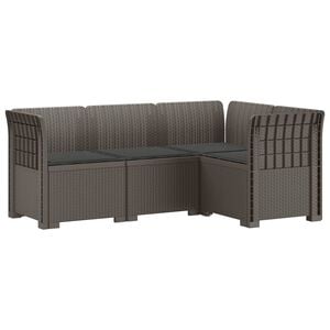 vidaXL 4-Sitzer Gartensofa mit Kissen Rattan-Look PP Hellgrau