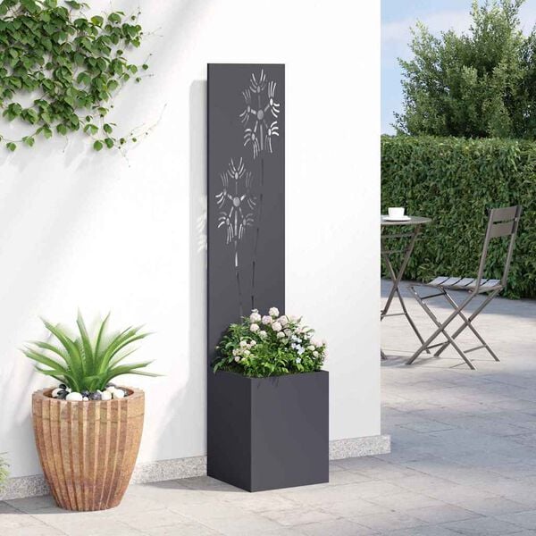 vidaXL Garten Sichtschutz-Leinwand Floral Anthrazit 32 x 150 cm