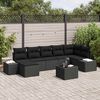 vidaXL Garten-Sofa-Set mit Kissen 7 pcs Schwarz Poly-Rattan