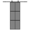 vidaXL Schiebet&uuml;r mit Beschlag Schwarz 76x205 cm Hartglas