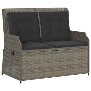 vidaXL Gartenbank Verstellbar mit Kissen Grau Poly Rattan