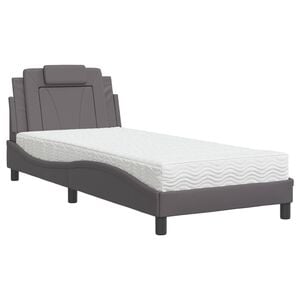 vidaXL Bett "Viana" mit Matratze Grau 90x190 cm Kunstleder