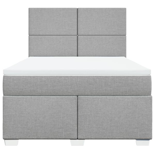 vidaXL Boxspringbett mit Matratze Hellgrau 140x190 cm Stoff