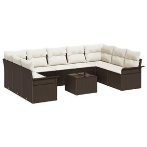 vidaXL Gartensofa-set mit Speicher 10 pcs Grau Poly-Rattan