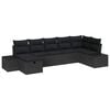 vidaXL Gartensofa-set mit Kissen 7 pcs Schwarz Poly-Rattan