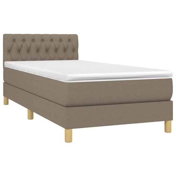 vidaXL Boxspringbett mit Matratze & LED Taupe 100x200 cm Stoff