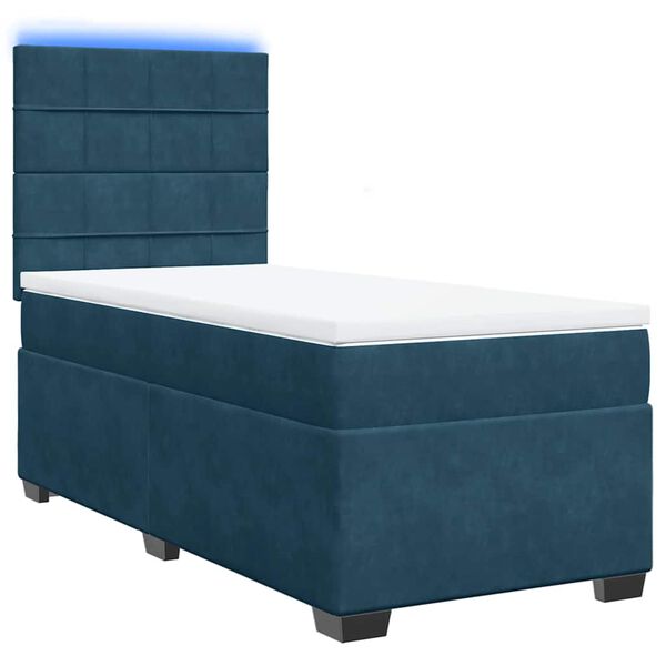 vidaXL Boxspringbett mit Matratze Blau 100x200 cm Samt
