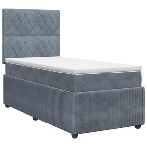 vidaXL Boxspringbett mit Matratze Dunkelgrau 80 x 200 cm Samt