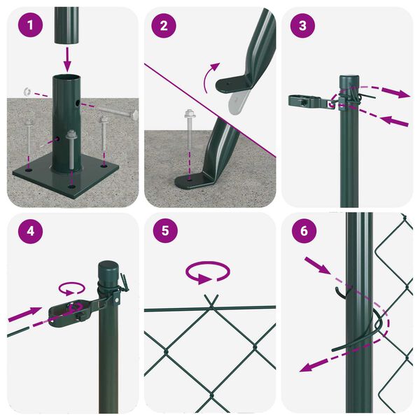 vidaXL Zaunpfosten Gr&uuml;n 10 x 1,4 m (40 x 40 mm Maschen) Stahl und PVC