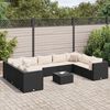 vidaXL 10-tlg. Garten-Lounge-Set mit Kissen Schwarz Poly Rattan