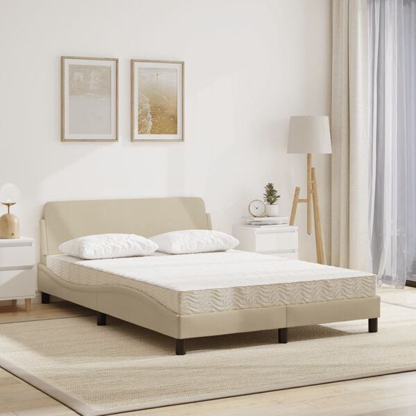 vidaXL Bett mit Matratze "Dover" Creme 120x200 cm Stoff