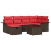 vidaXL Gartensofa-set mit Kissen 7 pcs Braun und Rot Poly-Rattan