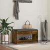 vidaXL Flurbank mit Kissen mit Regal Ger&auml;ucherte Eiche 83 x 38 x 45 cm