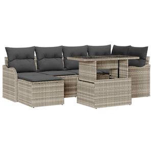 vidaXL Gartensofa-set 7 stk. Hellgrau Poly Rattan