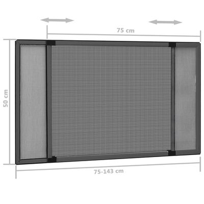 vidaXL Ausziehbarer Insektenschutz für Fenster Anthrazit (75-143)x50cm