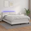 vidaXL Boxspringbett mit Matratze & LED Wei&szlig; 140x190 cm Kunstleder