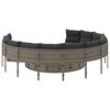 vidaXL Gartensofa mit Kissen Rund Grau Poly Rattan