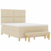 vidaXL Boxspringbett mit Matratze Creme 160 x 200 cm Stoff