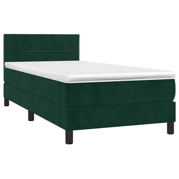 vidaXL Boxspringbett mit Matratze Dunkelgr&uuml;n 100x200 cm Samt