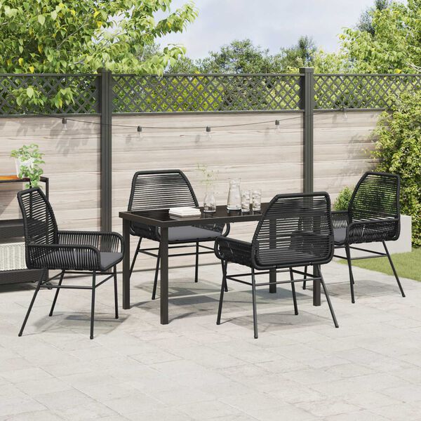 vidaXL Garten Essgruppe mit Kissen 5 pcs Schwarz Poly-Rattan