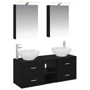vidaXL Badezimmerm&ouml;bel-Set 5 stk. Schwarz Eichen-Optik