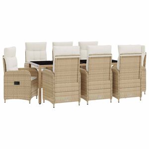 vidaXL Outdoortisch-Set 9 stk. Beige und Cremewei&szlig; Poly-Rattan
