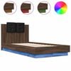 vidaXL Bettgestell mit Kopfteil und LED-Leuchten Braun Eiche 75x190 cm