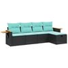 vidaXL 5-tlg. Garten-Sofagarnitur mit Kissen Schwarz Poly Rattan