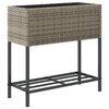 vidaXL Hochbeete mit Ablage 2 Stk. Grau 70x28x70 cm Poly Rattan