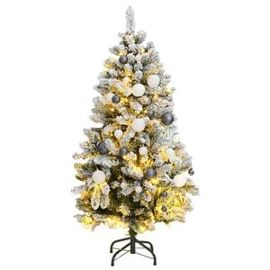 vidaXL K&uuml;nstlicher Weihnachtsbaum Klappbar 150 LEDs & Kugeln 120 cm