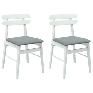 vidaXL Esszimmerstuhl 2 pcs Wei&szlig; und Grau Massives Gummiholz