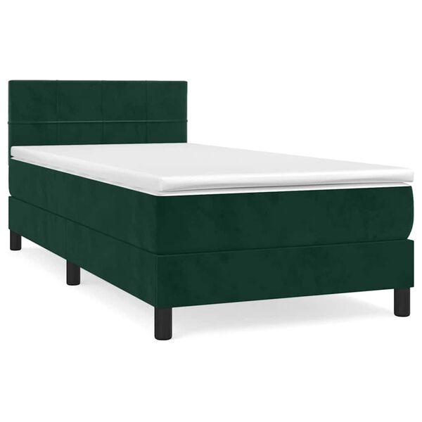vidaXL Boxspringbett mit Matratze Dunkelgr&uuml;n 90x200 cm Samt