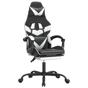 vidaXL Gaming-Stuhl mit Fu&szlig;st&uuml;tze Schwarz und Wei&szlig; Kunstleder
