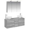 vidaXL Badezimmerm&ouml;bel-Set 4 stk. Grau Sonoma Ingenieurholz und Glas