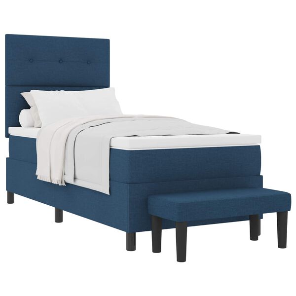 vidaXL Boxspringbett mit Matratze mit Kopfteil Blau 90 x 190 cm Stoff