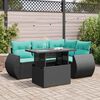 vidaXL 5tlg. Garten-Sofagarnitur mit Kissen Schwarz Poly Rattan Akazie