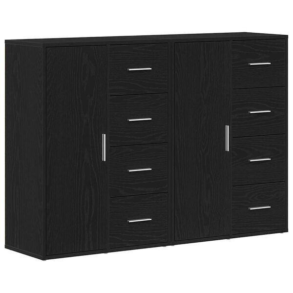 vidaXL Sideboard 2 pcs Schwarz Eichen-Optik 60 x 31 x 84 cm