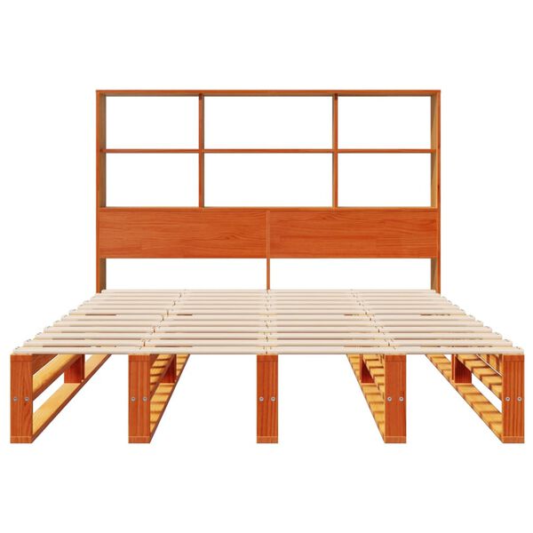 vidaXL Massivholzbett ohne Matratze Wachsbraun 135x190 cm Massivholz