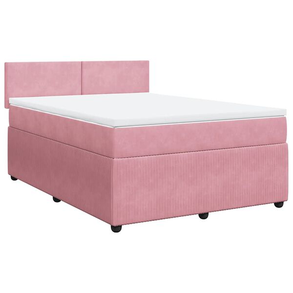 vidaXL Boxspringbett mit Matratze Rosa 140x190 cm Samt