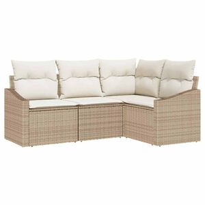 vidaXL Gartensofa-set 4 stk. Beige und Wei&szlig; Poly-Rattan
