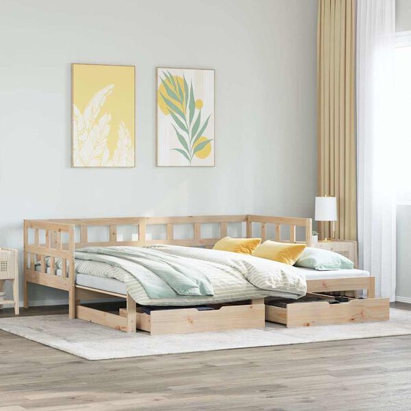 vidaXL Tagesbett Ausziehbar mit Schubladen ohne Matratze 80x200 cm