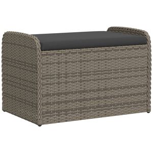 vidaXL Sitzbank mit Stauraum & Kissen Grau 80x51x52 cm Poly Rattan
