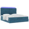 vidaXL Ottoman-Bett mit Matratzen & LEDs Dunkelblau 180x200 cm Samt