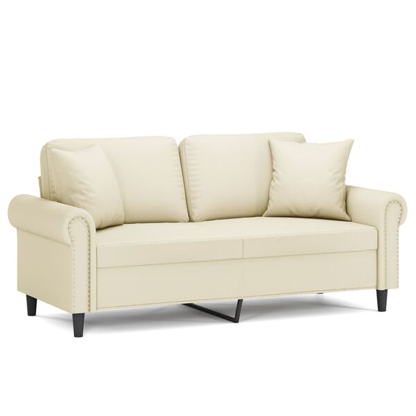 vidaXL 2-Sitzer-Sofa mit Zierkissen Creme 140 cm Kunstleder