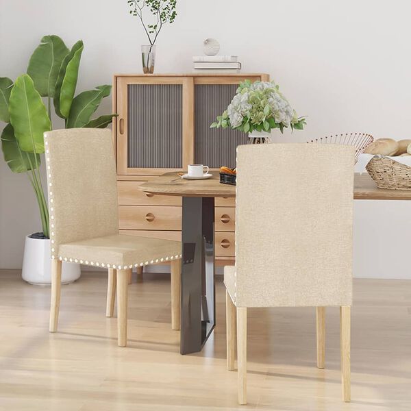 vidaXL Esszimmerst&uuml;hle 2 Stk. Creme Stoff