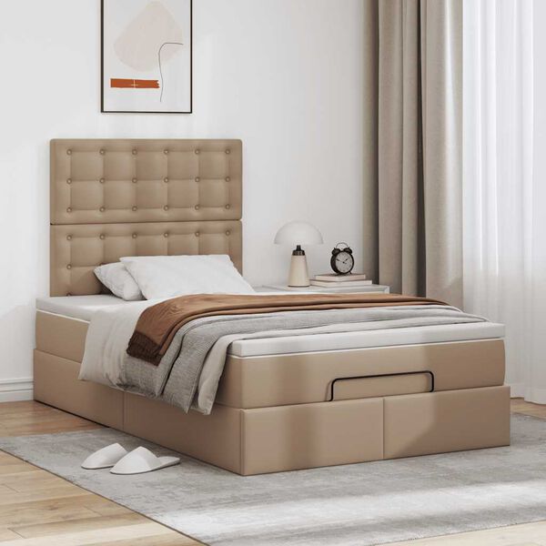 vidaXL Ottoman-Bett mit Matratze Cappuccino-Braun 120x190cm Kunstleder