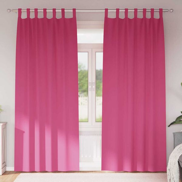 vidaXL Verdunkelungs-Vorh&auml;nge mit Ringen 2 pcs Helles Pink