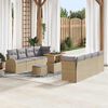 vidaXL Garten-Sofa-Set mit Kissen 11 pcs Beige Poly Rattan