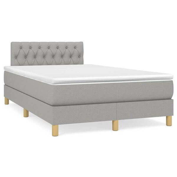 vidaXL Boxspringbett mit Matratze Hellgrau 120x190 cm Stoff